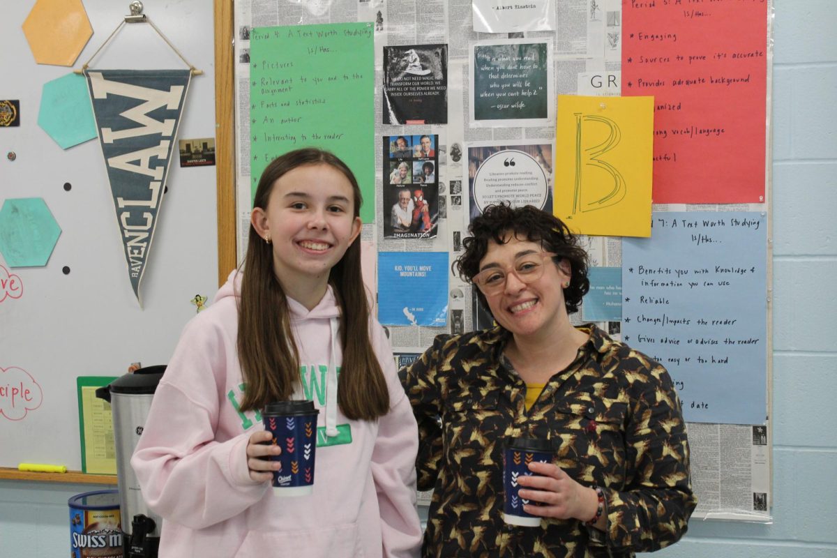 Gender and Sexuality Alliance (GSA) President (Sarah Swenson) and Advisor (Christina DeAngelis) at the GSA's Annual Hot Chocolate Social 