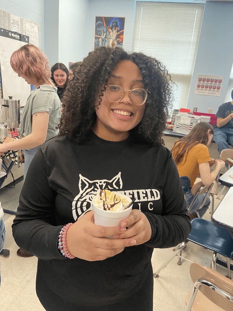 Elianna Vega with her hot chocolate masterpiece